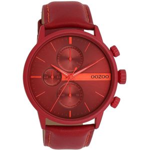OOZOO Timepieces - Dahlia rood OOZOO horloge met dahlia rood leren band - C11226