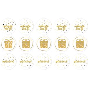 Sluitzegel Set Verjaardag - 15 Mooie Verjaardagstickers - Cadeausticker Set Golden Birthday - 45 mm Sluitzegel Stickers - Goedkope Sluitstickers - Envelopstickers, Verjaardagstickers, Cadeauzakje Stickers, Inpakken, Cadeau - Kadostickers Verjaardag