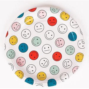 Kartonnen bordjes - 8 stuks - met vrolijke gezichtjes (happy faces)
