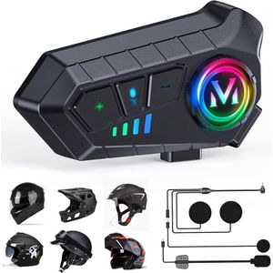 Motorhelm Headset - Intercom - Bluetooth - Zwart