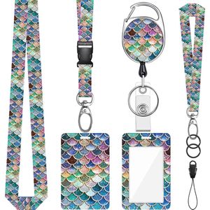 Nek en Pols Keycords met Uittrekbare Sleutelhanger & Badgehouder - Afneembare Lanyard - Trekkoord Badge Pashouder - Clip Keykoord - Intrekbare Houder voor Kaart/Sleutels - Universeel Telefoon, GSM Koord - Sleutelkoord/Nekkoord - Telefoonkoord Ketting