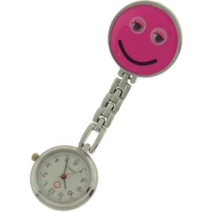 Treasure Trove® Verpleegster Horloge Happy Felroze - Zusterhorloge - Dames - 25mm