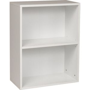 Furni24 Brede boekenkast met 2 vakken, wit kastje, 60x31x77 cm
