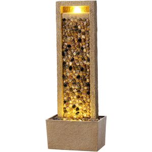 Teamson Home Tuin Buitenfontein Hoge Watervalfontein met Warme LED-verlichting Gelaagd Rotsontwerp Riviersteen