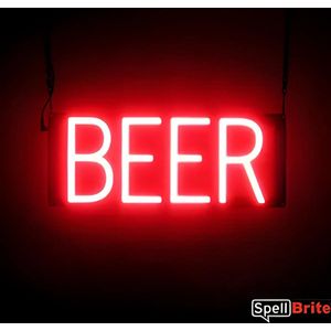 BEER - Lichtreclame Neon LED bord verlicht | SpellBrite | 40 x 16 cm | 6 Dimstanden - 8 Lichtanimaties | Reclamebord neon verlichting