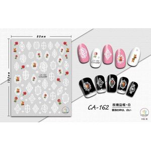 3D Nagel Sticker Coole stickers voor nagel folie Fashion Manicure Stickers Nagels CA-162 Kader Wit