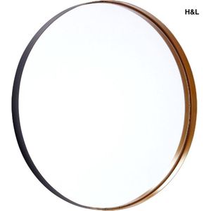 Luxe spiegel - rond - zwart/goud - 58 cm
