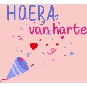 Bloemenkaartjes Hoera van Harte - Cadeaukaartjes - 20stuks - 7x7cm -Met Boorgaatje - Roze - Bloemkaartje - Mini Kaartjes