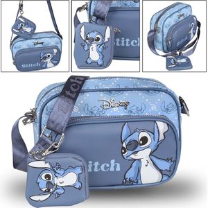 Stitch Disney Blauwe tas + heuptasje, met verstelbare riem 22x16x7cm