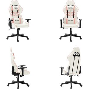 vidaXL Gamestoel kunstleer wit en roze - Gamingstoel - Gamingstoelen - Racingstoel - Racingstoelen
