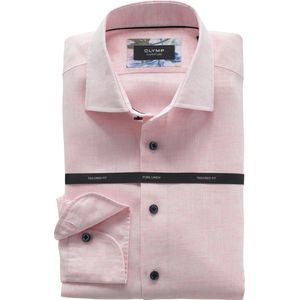 Olymp Signature Tailored Fit Linnen - Overhemd Voor Heren - Licht Roze Linnen - 39