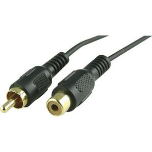 DELTACO MM-24A, Composiet/RCA Male - Female (Goldplated), 3 meter, Zwart