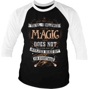 Harry Potter Raglan top -XL- Magic Zwart/Wit