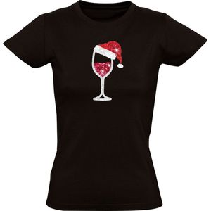 Wijnglas met rode wijn Dames T-shirt - kerst - feest - wijn - gluhwein - christmas - apres ski - kerstmis - wijnen - cadeau