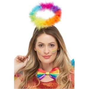 Smiffys - Rainbow Angel Halo Kostuum Haarband - Regenboog