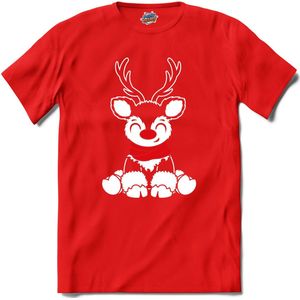 Rendier Buddy - T-Shirt - Meisjes - Rood - Maat 12 jaar