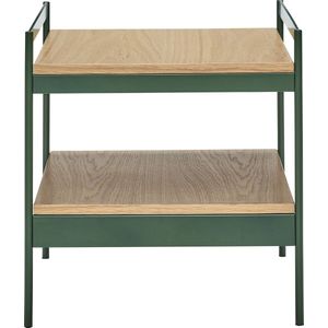 HÜBSCH INTERIOR - JAUNTY groene bijzettafel van metaal eiken fineer blad - 43x43xh45cm
