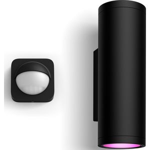 Philips Hue Appear Wandlamp voor Buiten Up en Down (Zwart) - Buitenlamp met Bewegingssensor - Wit en Gekleurd Licht - Incl. 1 Hue Bewegingssensor voor Buiten - Hue White and Color Ambiance
