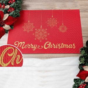 Placemat Franse Tafelkleden® vinyl rood met goud Merry Christmas