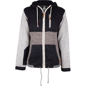 Gebreid Wollen Heren/Uni Vest van Schapenwol met Polyester Fleece voering en afneembare capuchon - SHAKALOHA - M Switch ZH BlackGrey XXL