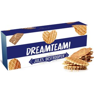 Jules Destrooper Natuurboterwafels & Parijse Wafels met opschrift ""Dreamteam!"" - Belgische koekjes - 100g x 2