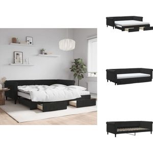 vidaXL Slaapbank Met Onderschuifbed - Slaapbanken Met Onderschuifbedden - Slaapbank - Bedbank - Slaapbank met onderschuifbed en lades 100x200 cm fluweel zwart