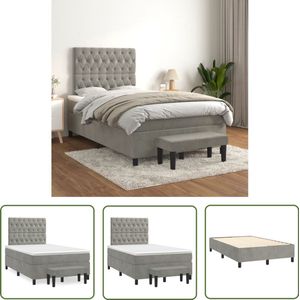 vidaXL Boxspring lichtgrijs - 120x200 cm - Inclusief matras Boxspringbed - Slaapcomfort - Velvet - Tweepersoonsbed - Stapelbare Bedden