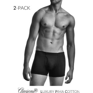 Claesen's® - Heren Pima 2-Pack Long Boxer - Zwart - 10% Lycra - 90% Katoen