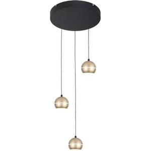 Sierlijke hanglamp Bilia | 3 lichts | zwart / goud | metaal / kunststof | Ø 12 cm bol | eetkamer / woonkamer lamp | modern / sfeervol design