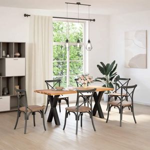 The Living Store Eettafel met natuurlijke rand massief eikenhout rechthoekig - Eetkamertafel - Houten Tafel - Oak Wood Tafel - Salontafel - Massief Hout