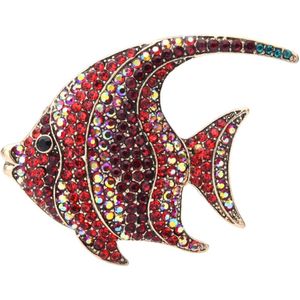Fako Bijoux® - Broche - Maanvis - 57x46mm - Rood