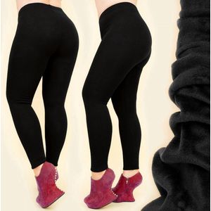 Thermo legging dames- Plus size fleece legging- Thermal winter legging- Warme legging broek- Zwart- Maat 4XL