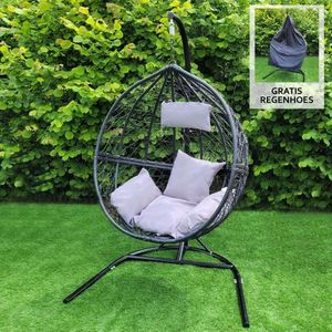 Hangstoel Egg chair - Zwart - Max: 150 kg - 126x101x192 cm - waterdichte regenhoes