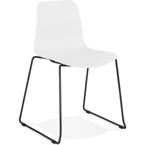 Alterego Moderne witte stoel 'EXPO' met poten van zwart metaal