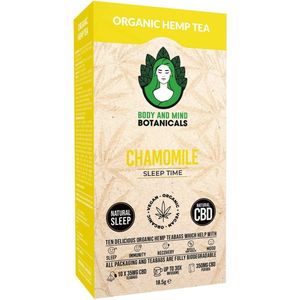 Body & Mind Botanicals - Kamille Hennep Thee - Vegan & Biologisch - Welzijnsproduct - 10 Theezakjes - 350mg CBD per Doos