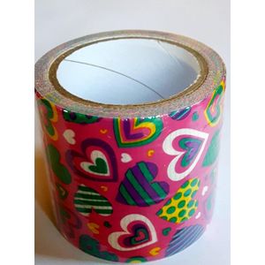 masking tape Roze met Hartjes S - decoratie washi papier tape - 48 mm x 4 m