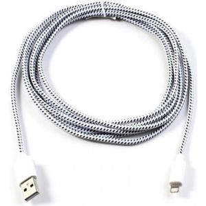 3 meter Stoffen cq Nylon Lightning kabel, voor apple lightning laadkabel, extra sterk gevlochten (voelt als een strijkijzer kabel)