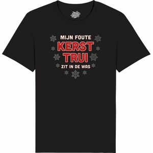 Mijn Foute Kersttrui Zit In De Was - Groen / Rood - kerstcadeau - Dames / Heren / Unisex Kerst Kleding - Grappige Feestdagen Kleren - Unisex T-Shirt - Zwart - Maat XL