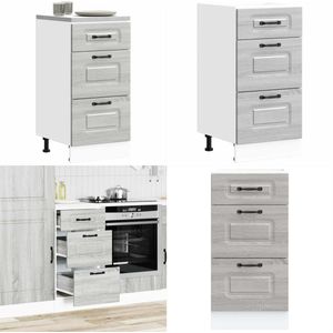 vidaXL Keuken onderkast Kalmar bewerkt hout grijs sonoma eiken - Keuken Onderkast - Keuken Onderkasten - Spoelbak Onderkast - Gootsteen Onderkast