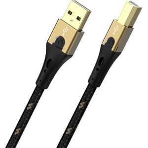 Oehlbach USB-kabel USB 2.0 USB-A stekker, USB-B stekker 5.00 m Zwart/goud D1C9544