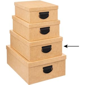 5Five Opbergdoos/box - 5x - goudgeel - L35 x B26 x H14 cm - Stevig karton - Industrialbox