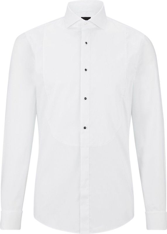 BOSS Hank slim fit smoking overhemd - popeline - wit - Strijkvriendelijk - Boordmaat: 44