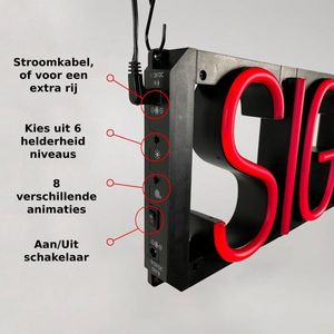 WIJ ZIJN OPEN - Lichtreclame Neon LED bord verlicht | SpellBrite | 105,1 x 16 cm | 6 Dimstanden & 8 Lichtanimaties | Reclamebord neon verlichting