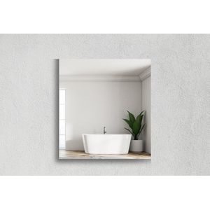 Vierkante Spiegel - Toiletspiegel - Verzilverd - 60 X 60 cm - Dikte: 4 mm - In Nederland Geproduceerd - Incl. Spiegellijm - Top Kwaliteit Wandspiegel Zonder Lijst