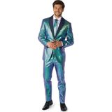 OppoSuits Fancy Fish - Heren Pak - Glimmend Visgraat Kostuum - Blauw - Maat EU 46