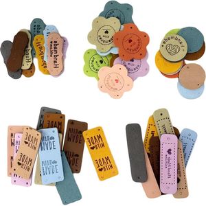 50 stuks handgemaakt label om te naaien - reliëf verfraaiing breien - doe-het-zelf handgemaakt reliëf-label met gaten - breien en haken - naaien voor doe-het-zelf hoeden en kleding