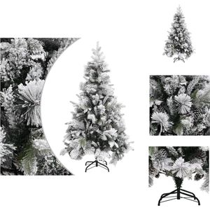 vidaXL Kerstboom Scharnierend - PVC/PE - 195 cm - Groen/Wit - Decoratieve kerstboom