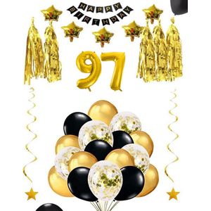 97 jaar verjaardag feest pakket Versiering Ballonnen voor feest 97 jaar. Ballonnen slingers sterren opblaasbare cijfers 97