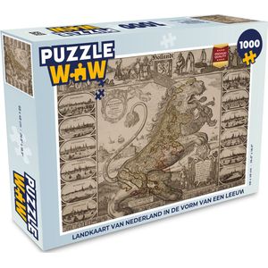 Puzzel Landkaart van Nederland in de vorm van een leeuw - Legpuzzel - Puzzel 1000 stukjes volwassenen