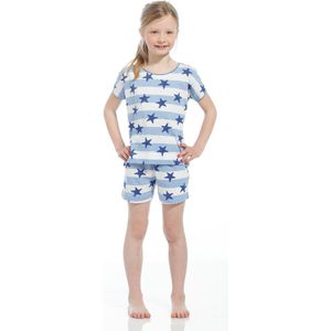 Rebelle meisjes shortama - Blue Stars - 128 - Wit